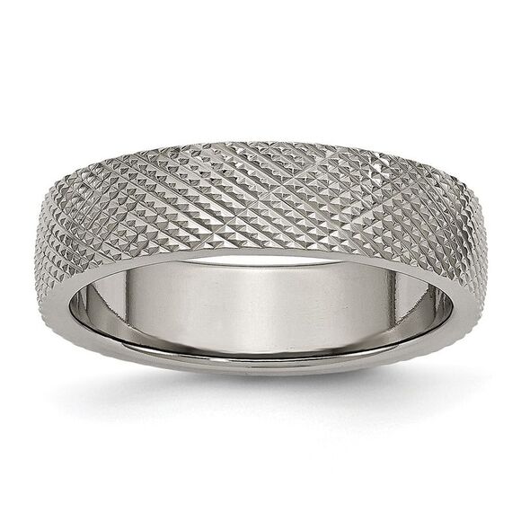 Kazi Luxury Chisel Titanium Polished and Textured 6mm Band - Picture 1 of 9